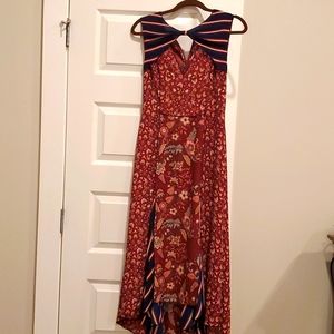 BCBG long asymmetrical mutli color dress